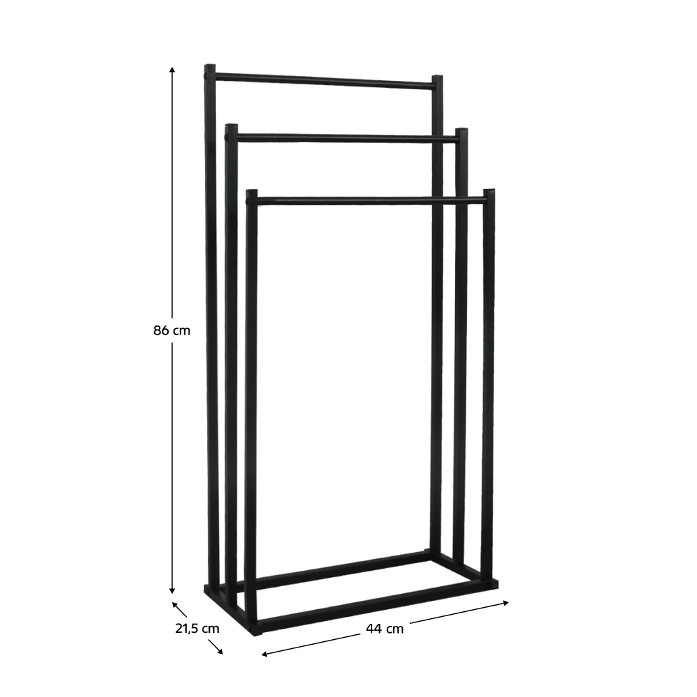 Suport pentru prosoape, negru, POLDO - 1 | YEO
