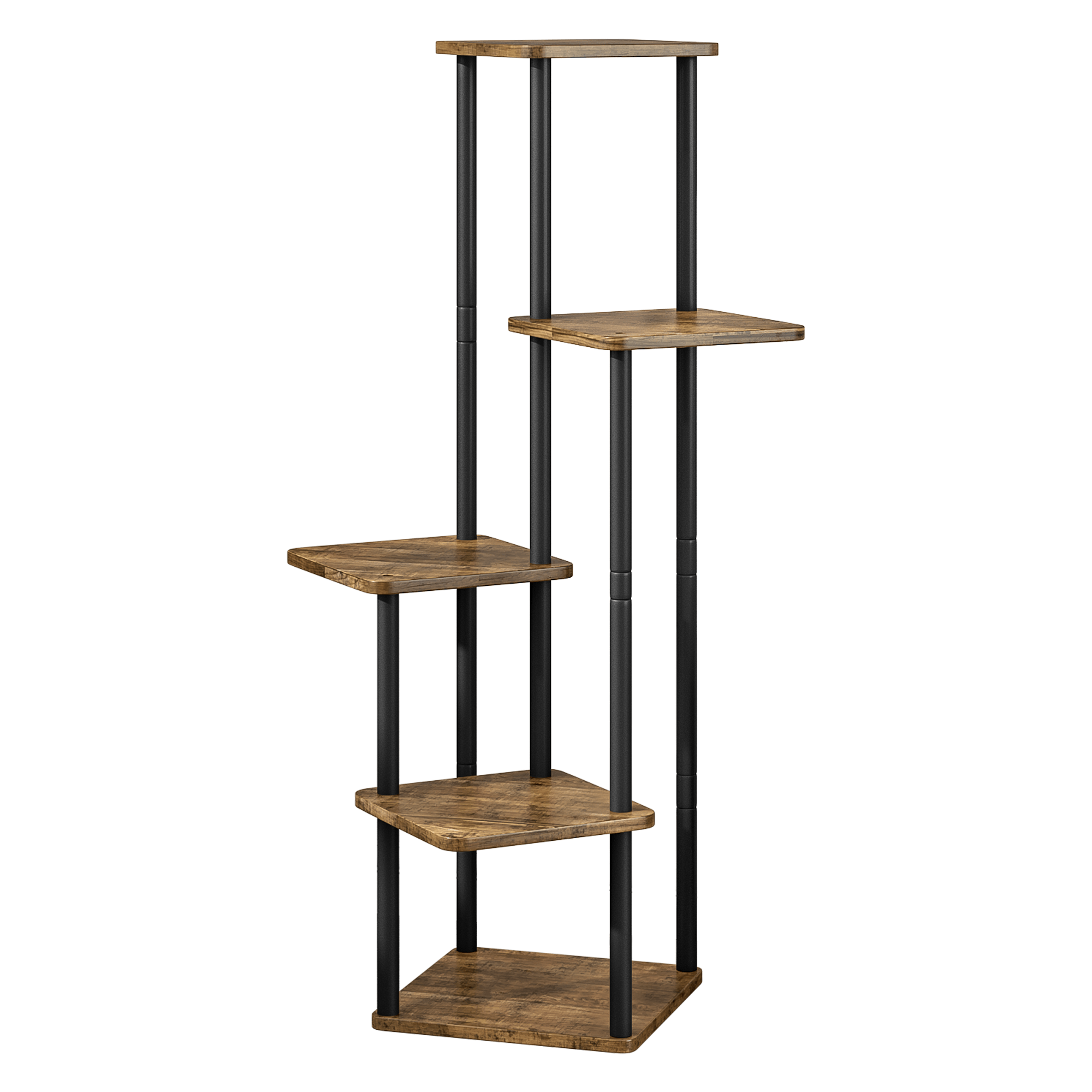 Suport de flori din metal, negru/lemn rustic, ADITE - 1 | YEO
