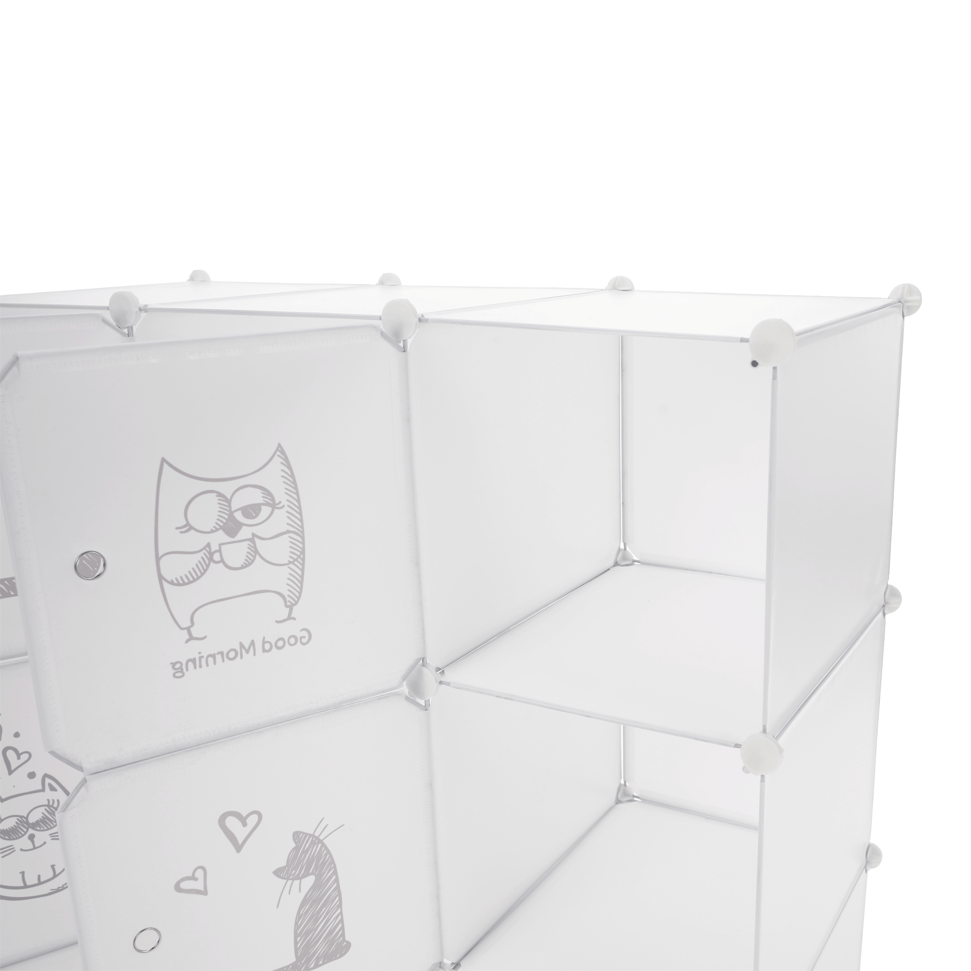 Dulap modular pentru copii, model alb / maro pentru copii, KITARO - 4 | YEO