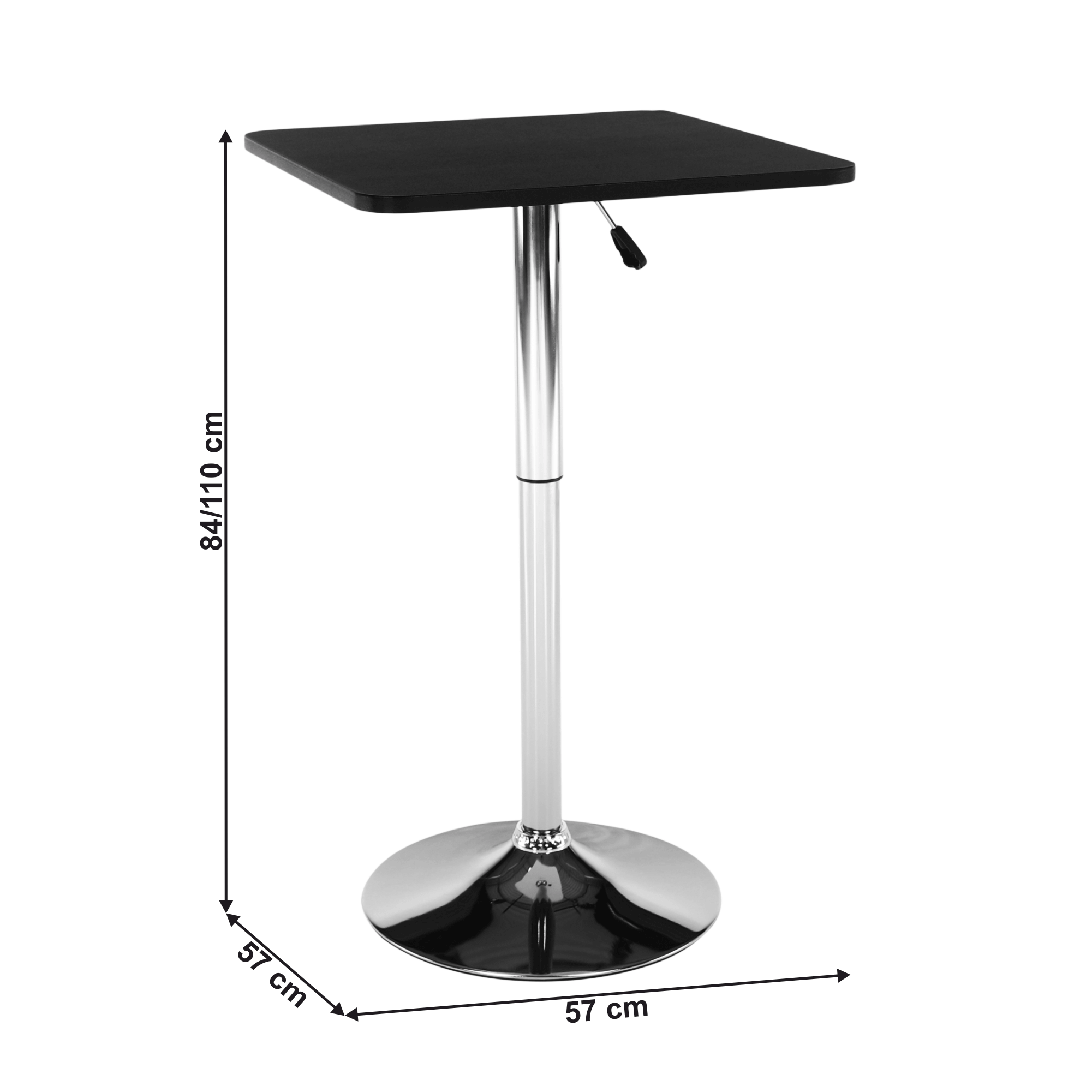 Masa pentru bar cu inaltimea reglabila, negru, 57x84-110 cm, FLORIAN - 1 | YEO