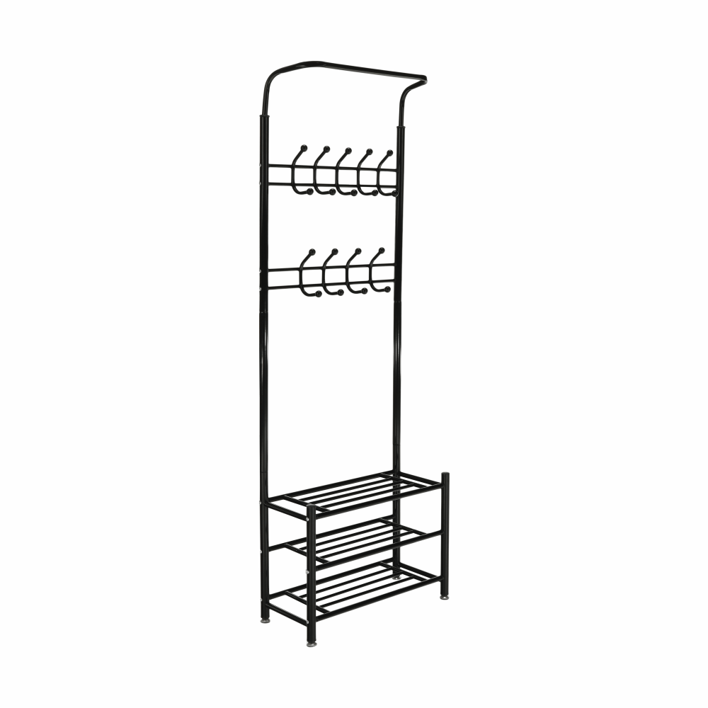 Cuier cu dulap pt. incaltaminte, metal negru, BARNUM - 3 | YEO