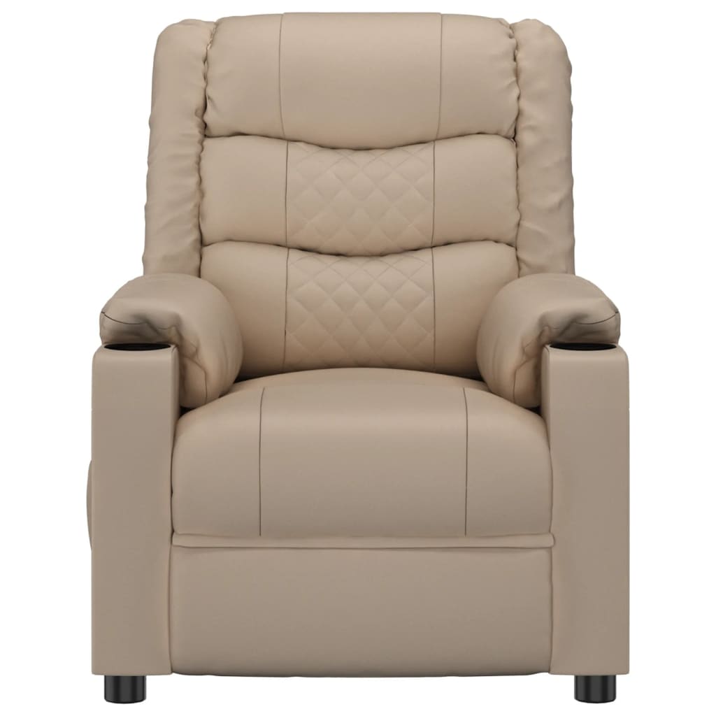 Fotoliu rabatabil electric, cappuccino, piele ecologica — imaginea 4