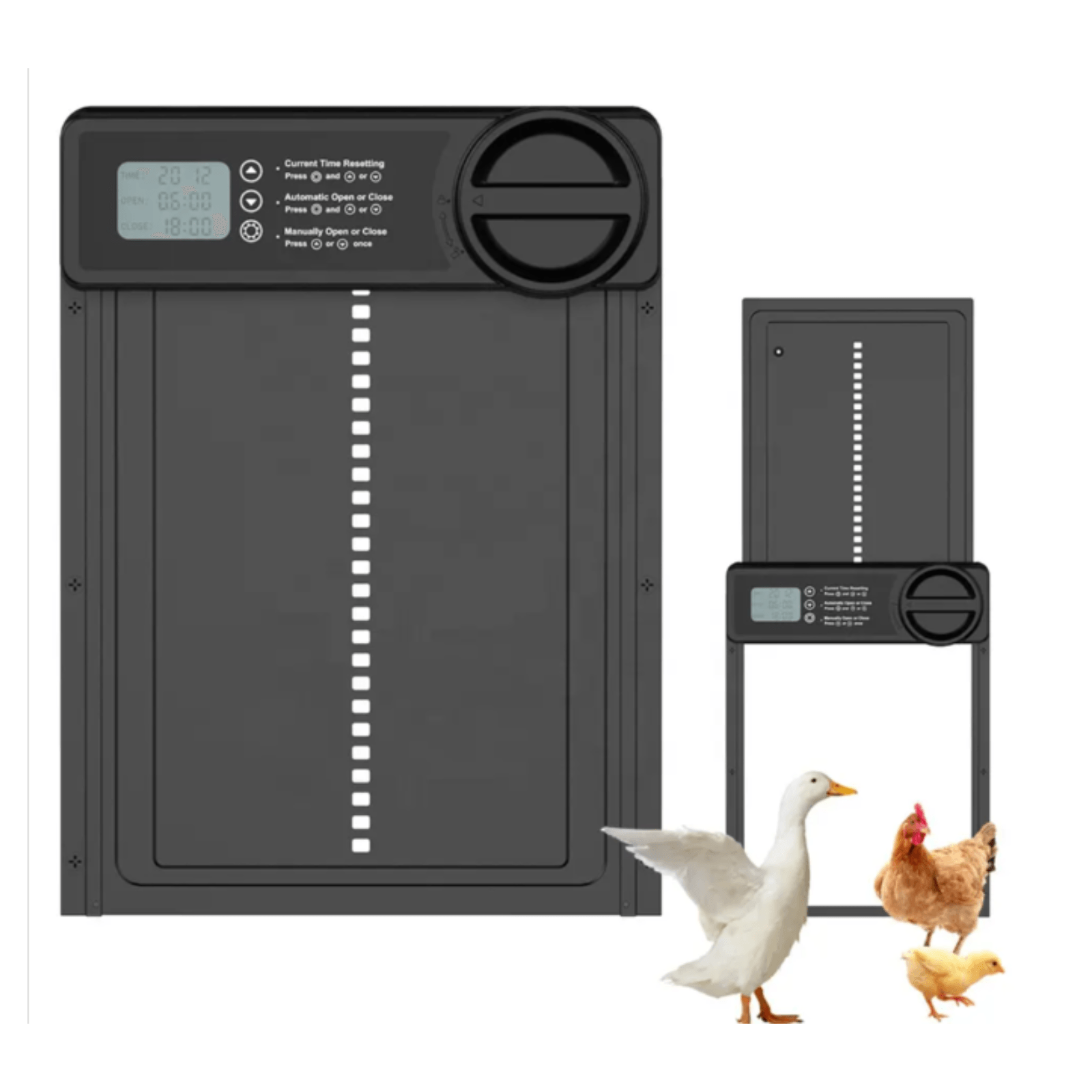 Usa Automatizata Pentru Cotet Pasari,Adsinio,Alimentata cu Baterii AA,Programabil Deschidere si Inchidere Automata,Negru - imagine 2