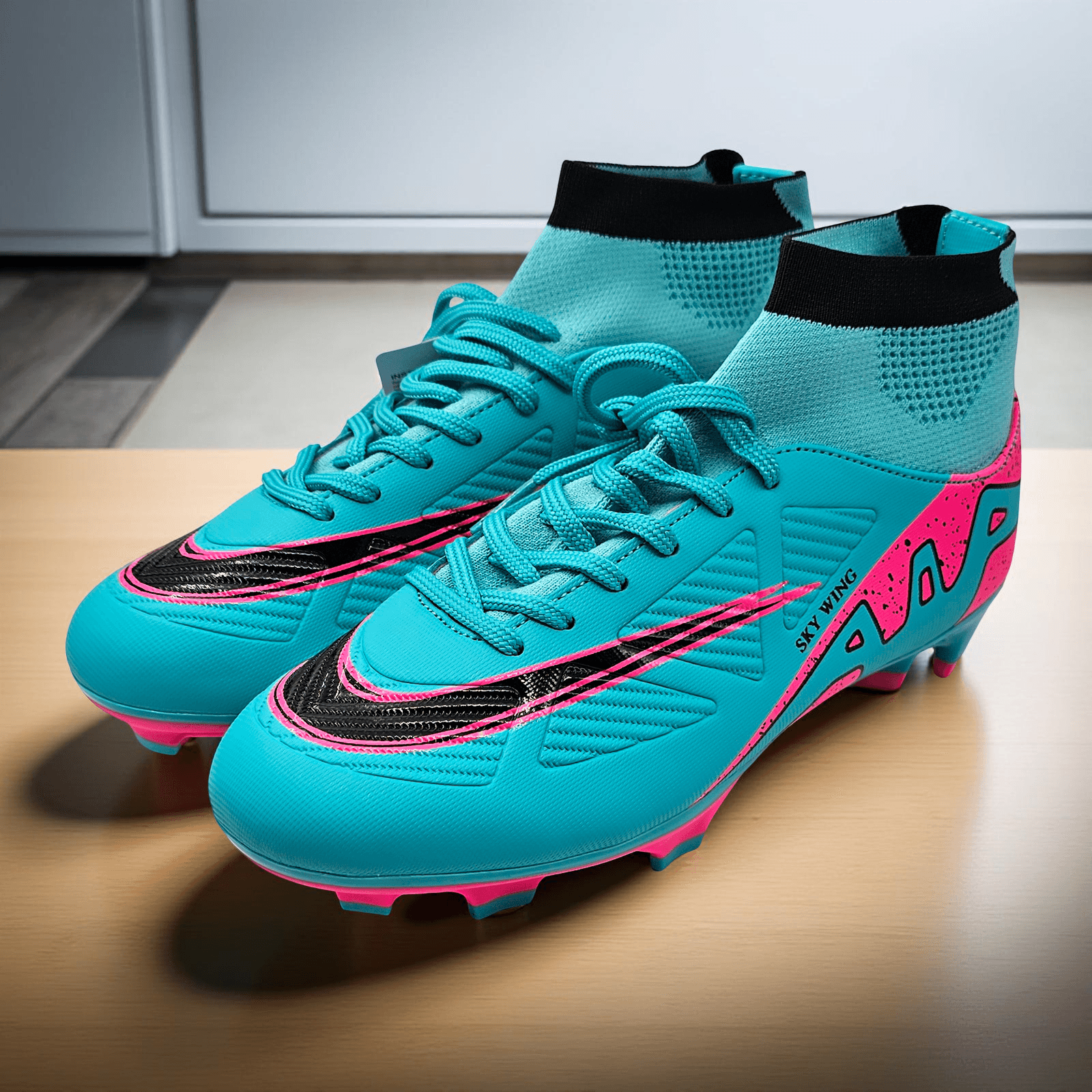 Ghete de fotbal Sky Wing C9838, cu glezniera si crampoane, pentru iarba sau sintetic