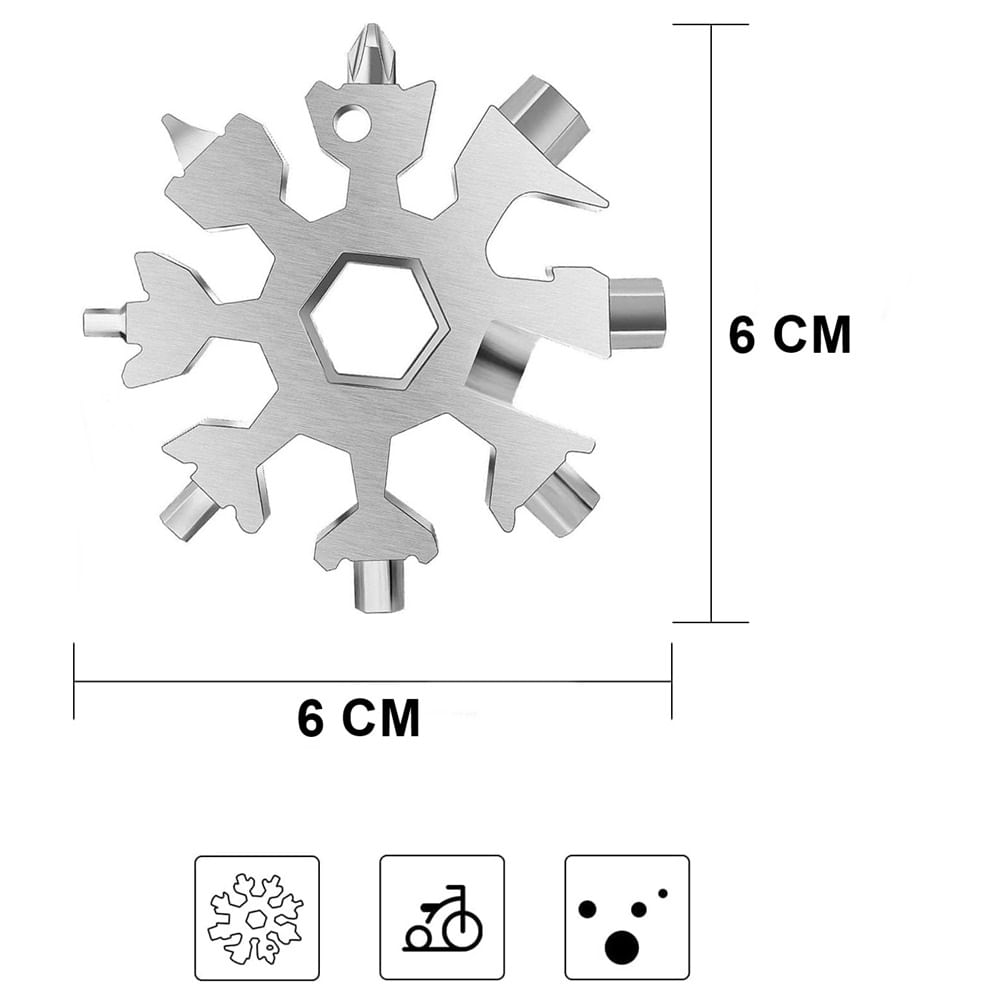 Cheie multifunctionala, tip breloc, 18 in 1, forma de fulg, metal, argintiu Vivo 18MT-SILVER — imaginea 2