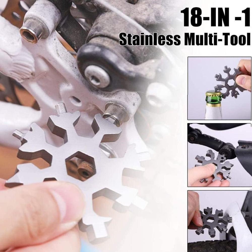 Cheie multifunctionala, tip breloc, 18 in 1, forma de fulg, metal, argintiu Vivo 18MT-SILVER — imaginea 3