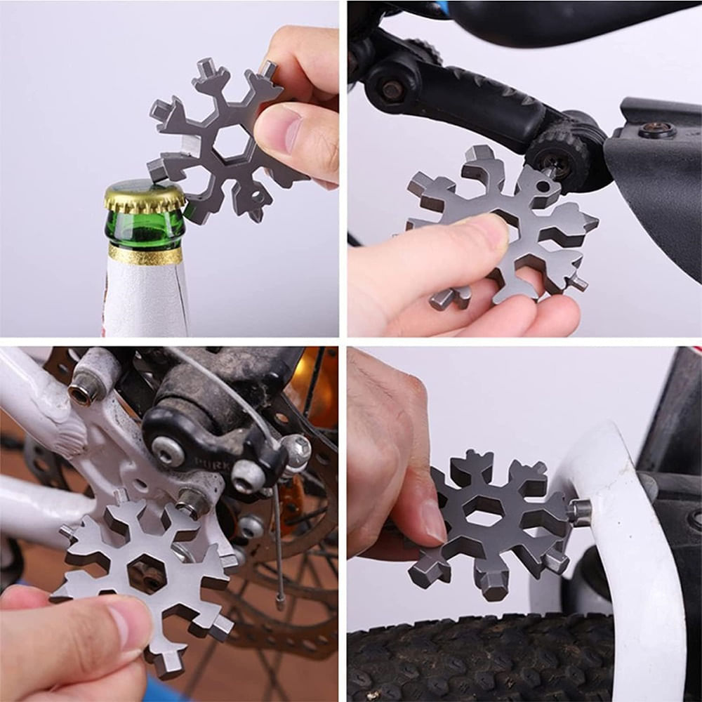 Cheie multifunctionala, tip breloc, 18 in 1, forma de fulg, metal, argintiu Vivo 18MT-SILVER — imaginea 5