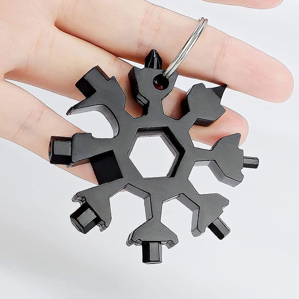 Cheie multifunctionala, tip breloc, 18 in 1, forma de fulg, metal, negru Vivo 18MT-BLACK — imaginea 2