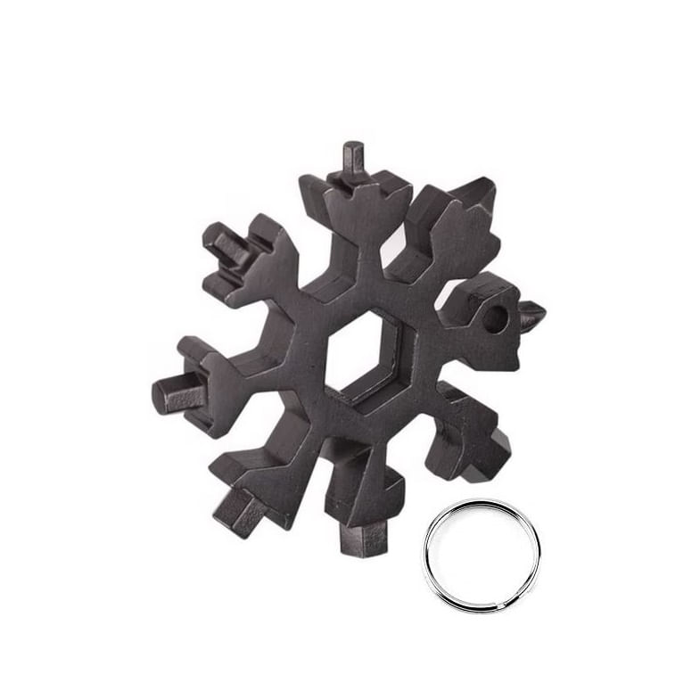 Cheie multifunctionala, tip breloc, 18 in 1, forma de fulg, metal, negru Vivo 18MT-BLACK — imaginea 3