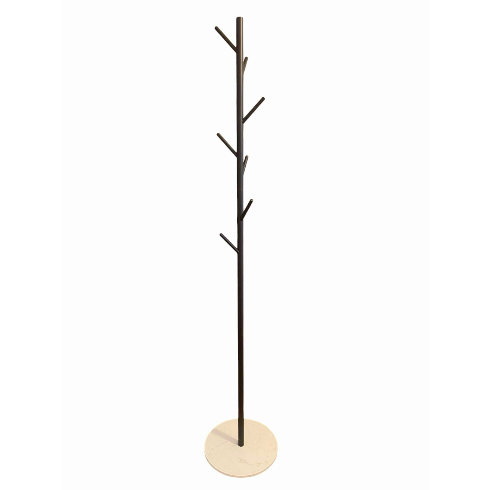 Suport haine, palarii, genti, cu 7 carlige, suport marmura, negru, metal, 170cm — imaginea 3