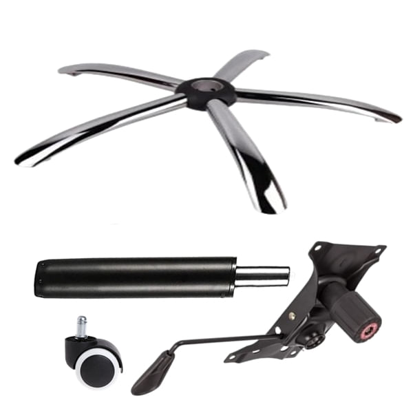 Set placuta balans metalica 22 cm x 15 cm, baza 60 cm, rola universala cauciuc si cilindru piston, pentru scaune birou — imaginea 8