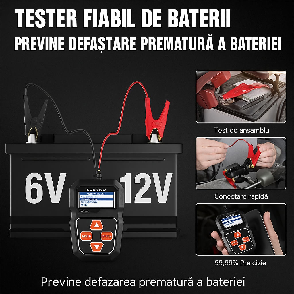 Tester Baterie Alternator Auto KONNWEI KW208, 12V, Test Incarcare, Pornire, Cranking, AGM, GEL, LiFePO4, afisaj LCD - 3 | YEO