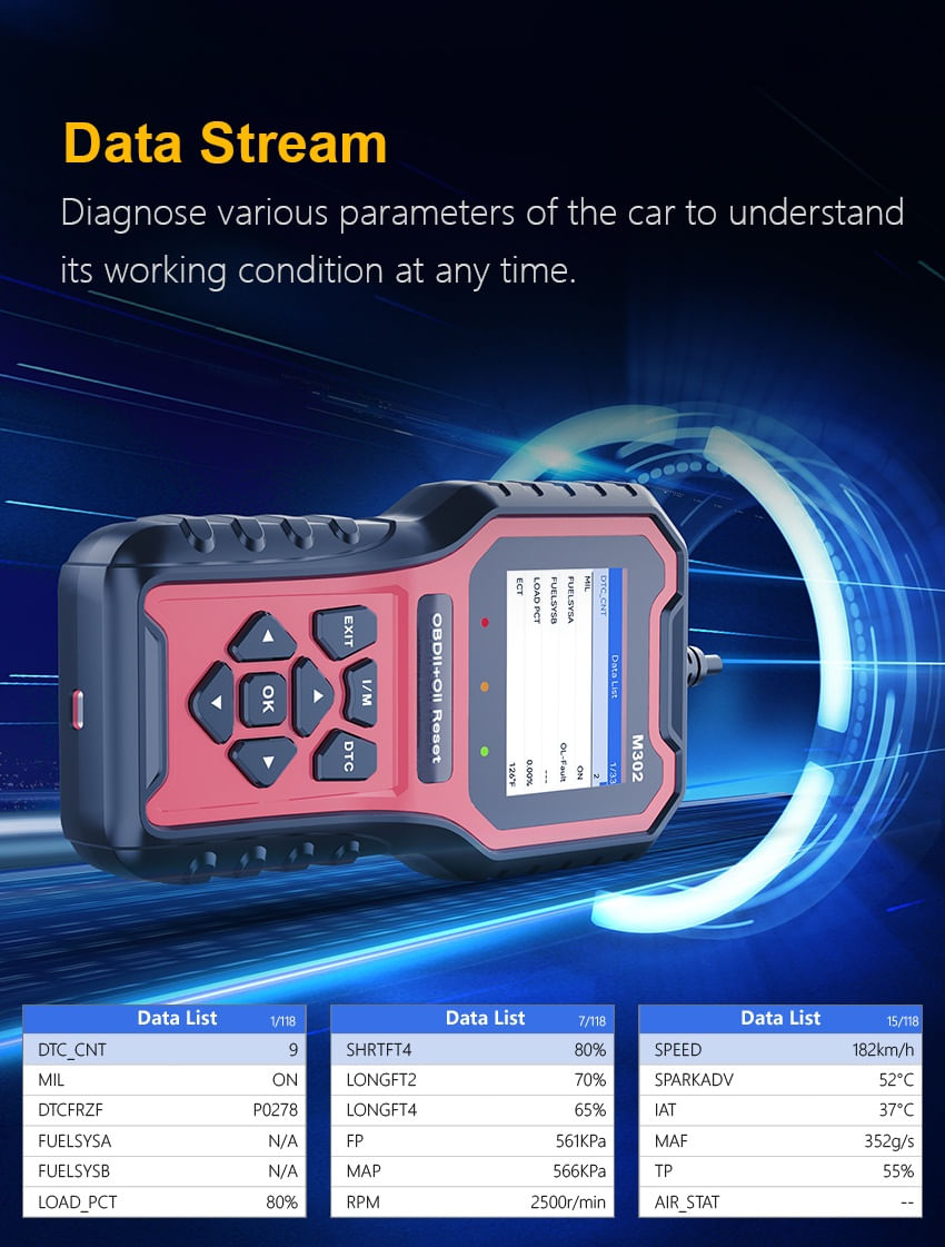 Tester Diagnoza Auto Techstar M302, OBD II, Resetare Oil Service, Live Data, Test senzor O2, Printare cloud cod QR - imagine 10