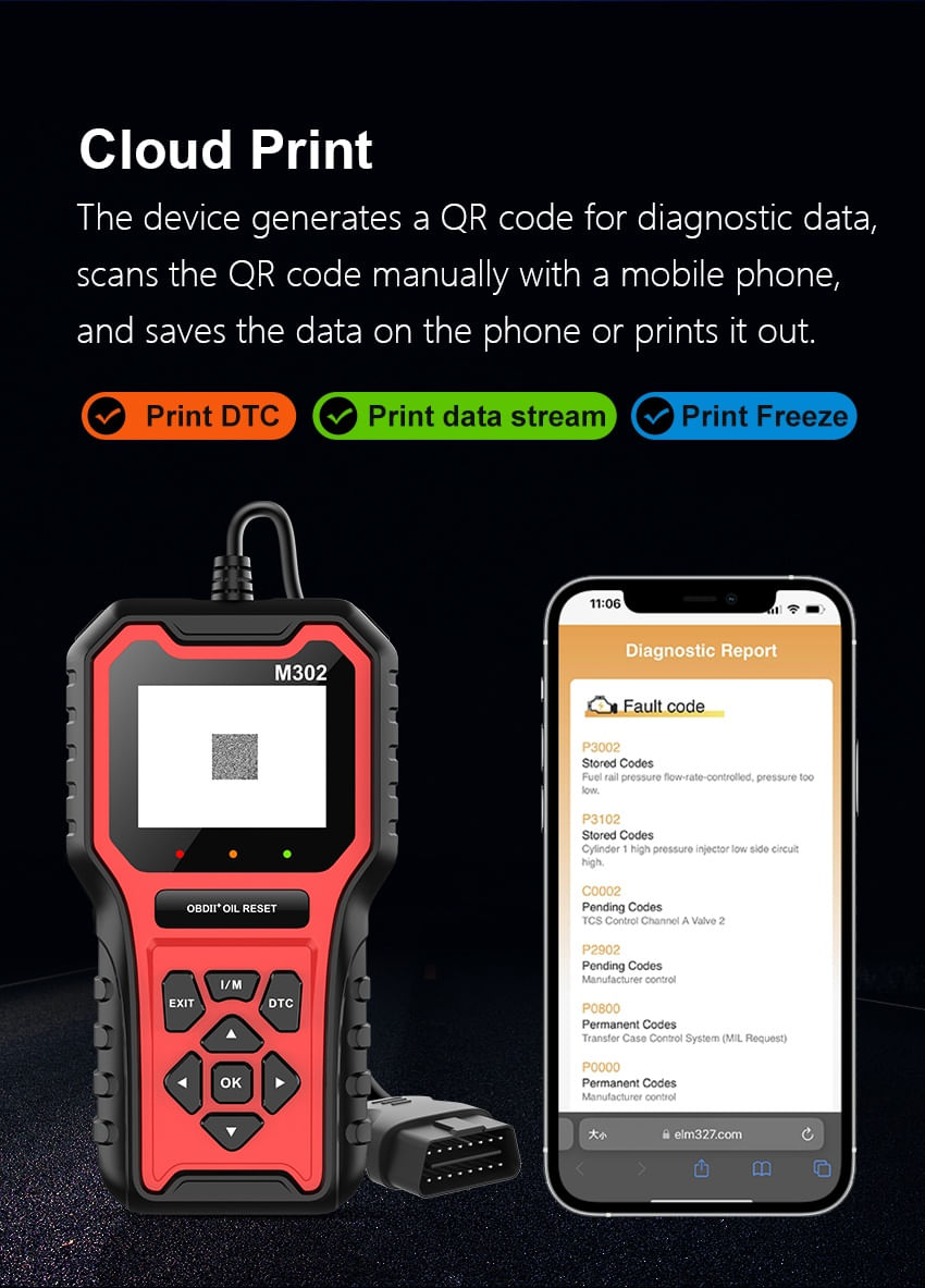 Tester Diagnoza Auto Techstar M302, OBD II, Resetare Oil Service, Live Data, Test senzor O2, Printare cloud cod QR - imagine 14
