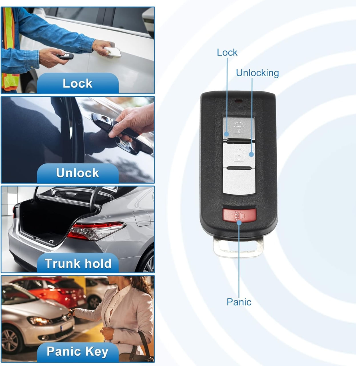 Carcasa Cheie Auto Techstar cu 3 butoane, Compatibila Mitsubishi Outlander 2010–2018, Lancer 2008–2016 - 1 | YEO