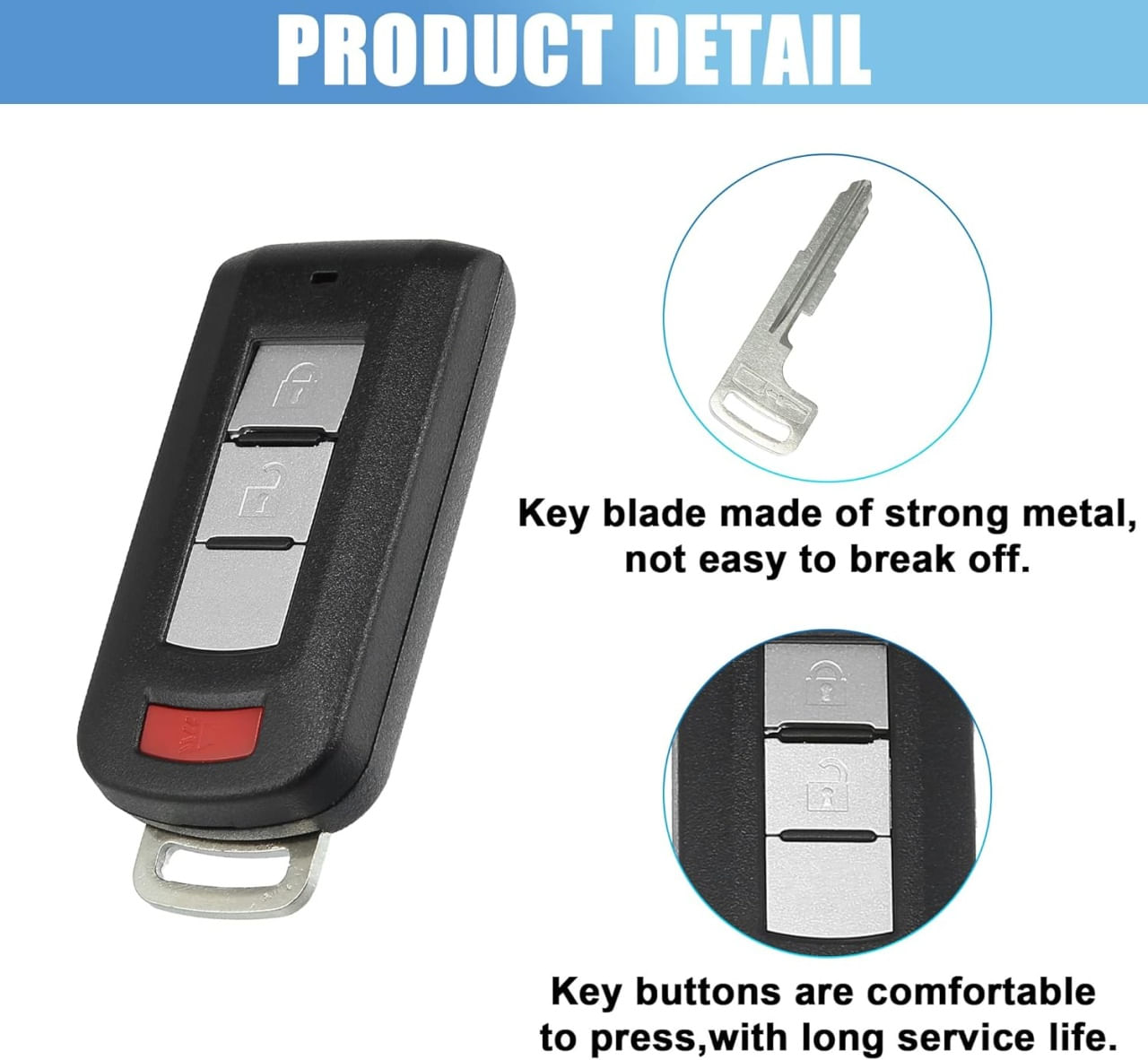 Carcasa Cheie Auto Techstar cu 3 butoane, Compatibila Mitsubishi Outlander 2010–2018, Lancer 2008–2016 - 4 | YEO
