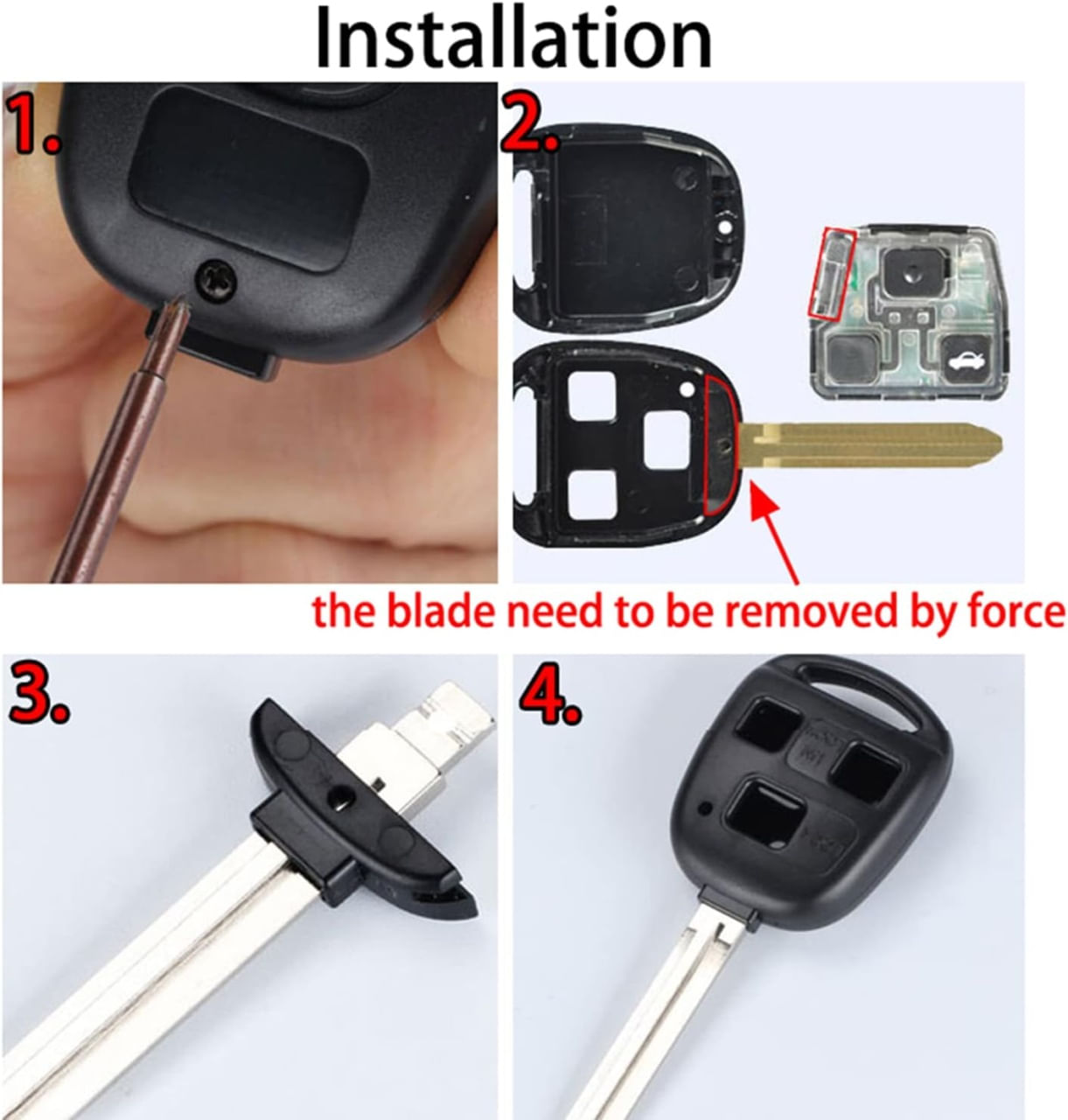 Carcasa Cheie Auto Techstar cu 3 Butoane Compatibila Toyota Yaris, Corolla, RAV4, Avensis, Lexus RX, GS, IS - 4 | YEO