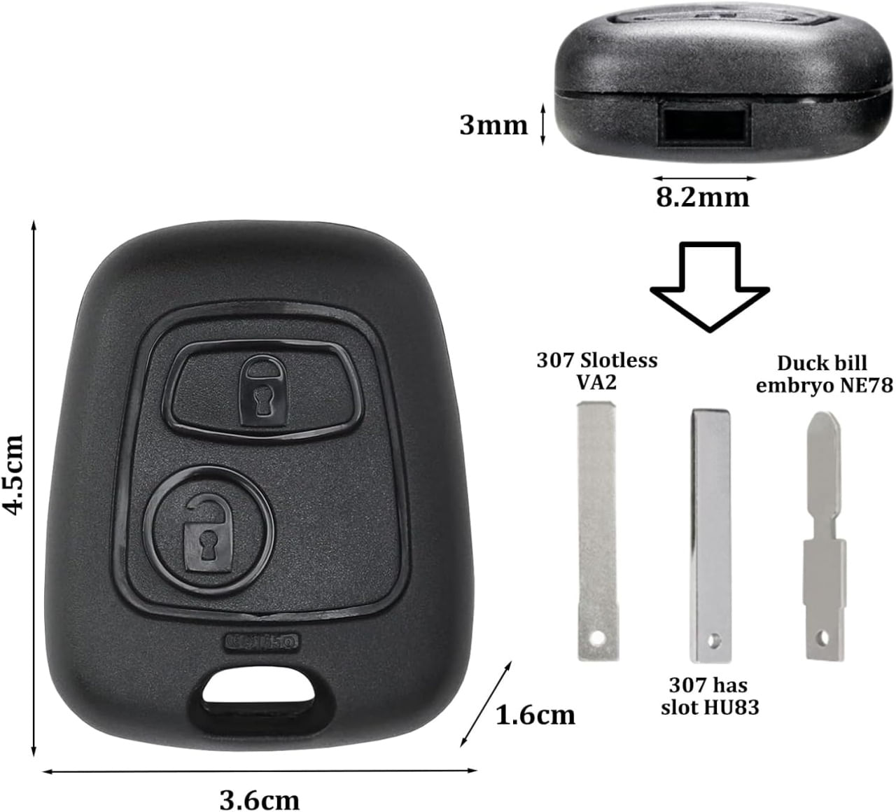 Carcasa Cheie Auto Techstar cu 2 Butoane Compatibila Toyota Aygo, Peugeot 107, Citroen C1 - imagine 6