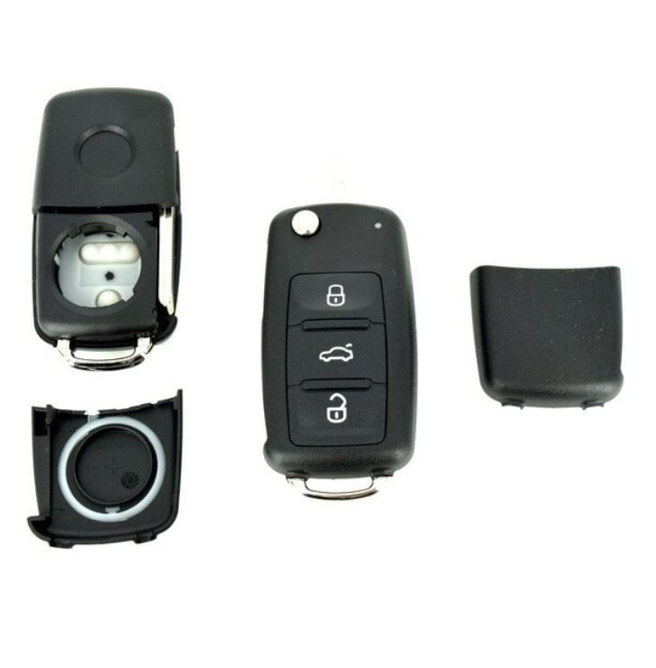 Carcasa cheie auto Techstar tip briceag cu 3 butoane pentru Volkswagen – model pliabil, carcasa nedetasabila