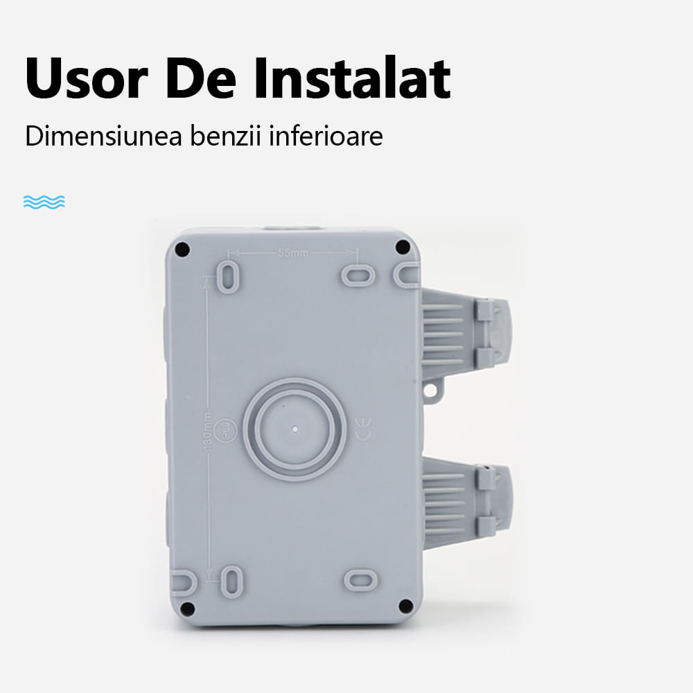Priza exterior, Dubla, Rezistenta la ploaie IP66, Material PC, staniu fosfor bronz, Potrivit pentru gradinarit, Gri