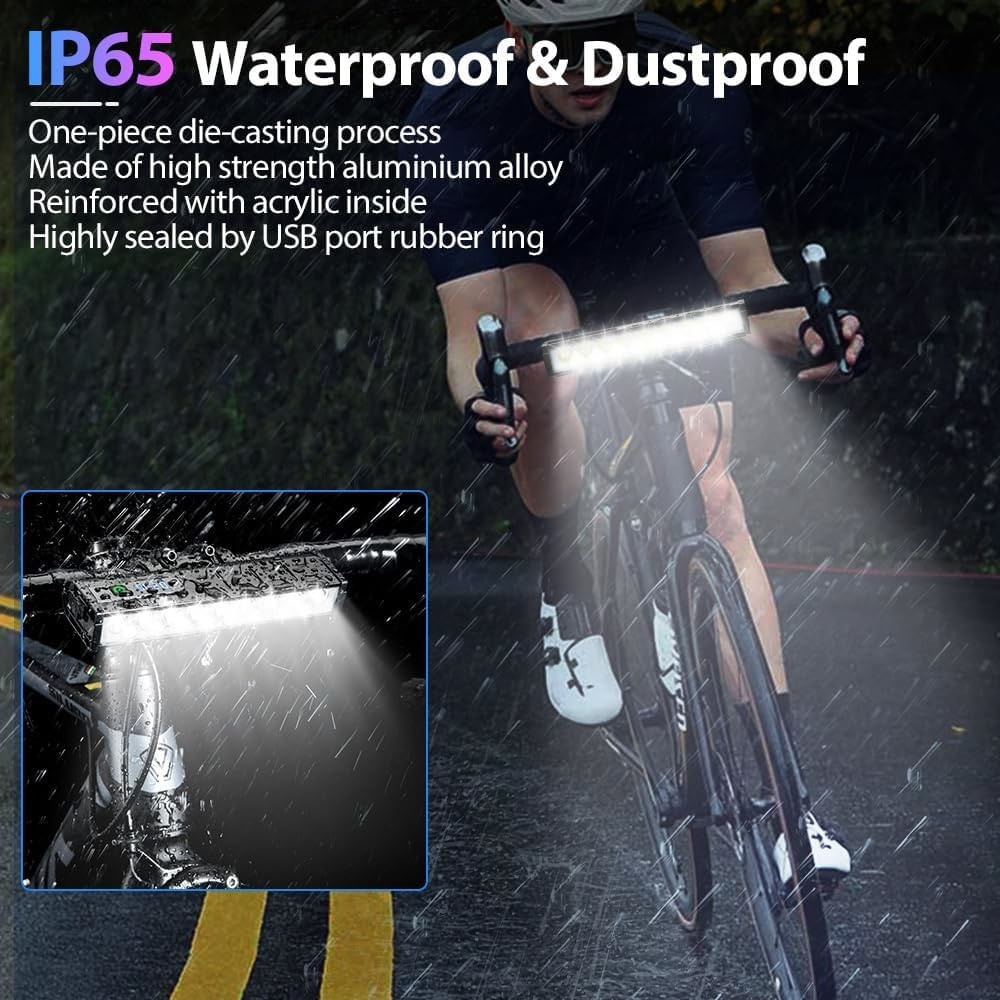 Lumina Frontala Bicicleta, 17 LED-uri Incorporate, Impermeabil, Functie Baterie Externa, incarcare USB - 2 | YEO