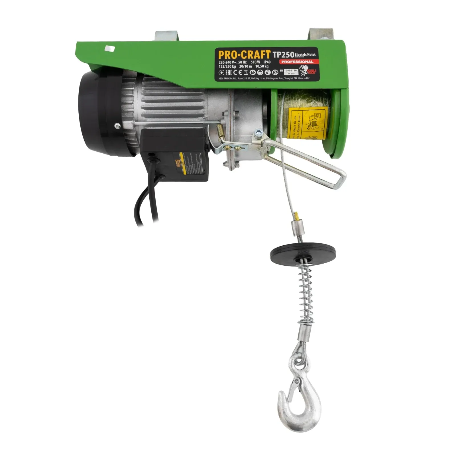 Troliu electric palan Procraft TP250, 510W, cu kit montare Greutate 250kg — imaginea 4