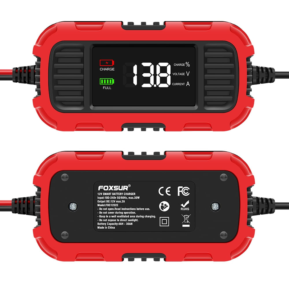 Incarcator redresor baterie moto Techstar 12V 2A cu oprire automata, incarcare inteligenta cu 3 etape, afisaj LED - 1 | YEO