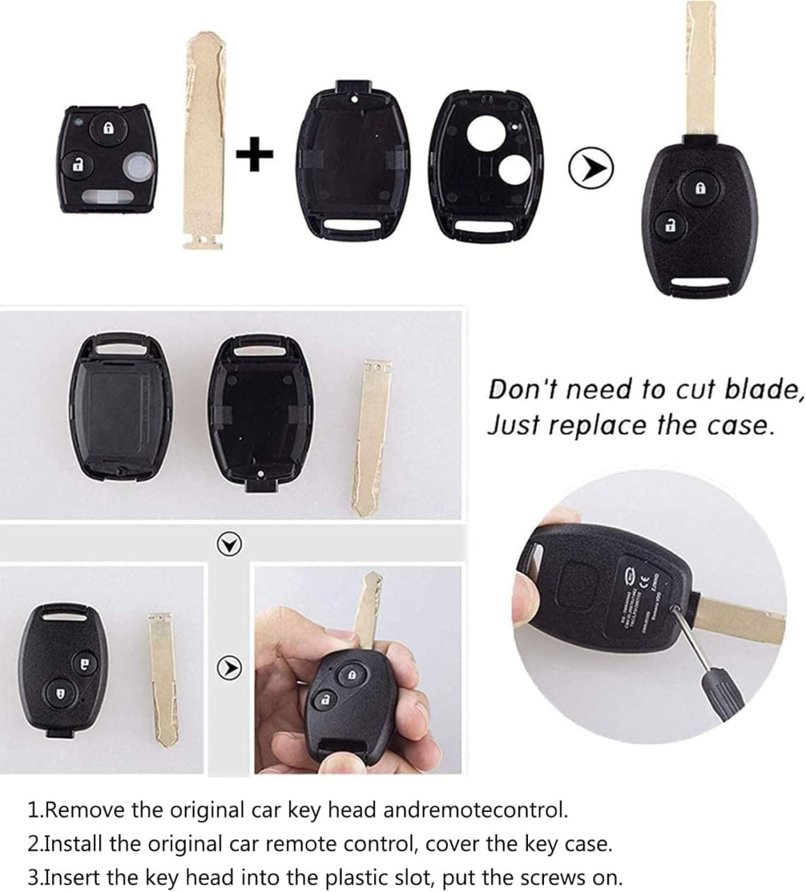 Carcasa Cheie Auto Techstar cu 2 Butoane Compatibila Honda Civic, Jazz, CR-V, Accord, Insight, Fit, FR-V, fara lama - 1 | YEO