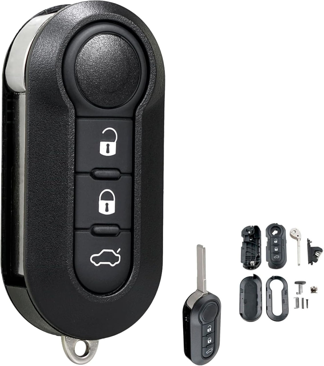 Carcasa Cheie Auto Techstar tip Briceag cu 3 butoane si lama, compatibila Opel Combo D, Fiat 500, Panda, Punto, Bravo - 1 | YEO