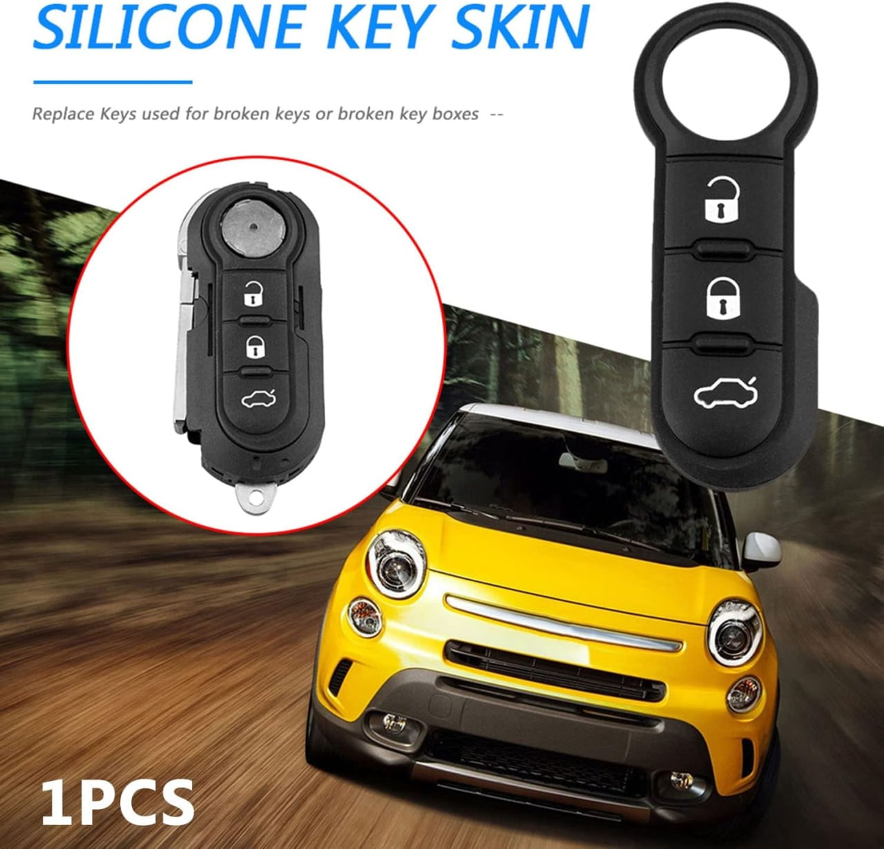 Membrana Cauciuc Butoane pentru Cheie Auto 3 butoane – Compatibila Fiat 500, Punto, Ducato, Doblo, Citroen Relay - imagine 5