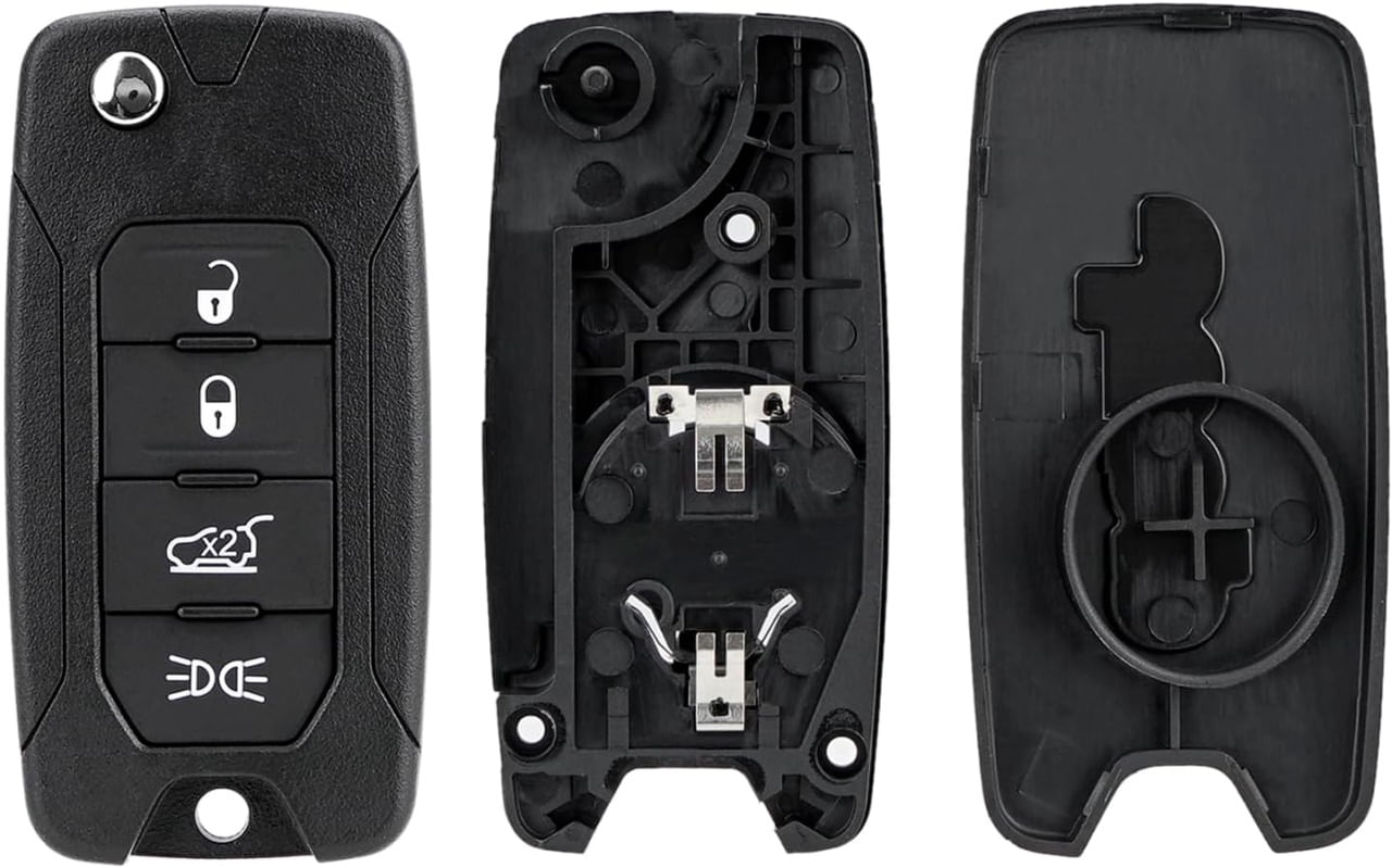 Carcasa Cheie Auto Techstar tip Flip cu 4 butoane, Compatibila Jeep Renegade, Compass, Patriot, Liberty 2014–2021, Fiat - 4 | YEO