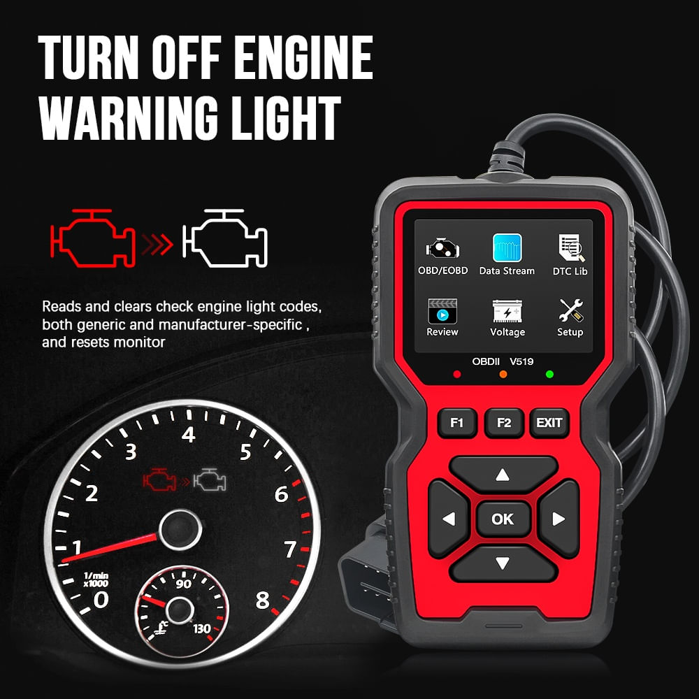 Tester Diagnoza Auto Techstar V519 OBD2, diagnoza motor, citire si stergere coduri eroare, tensiune baterie - imagine 12