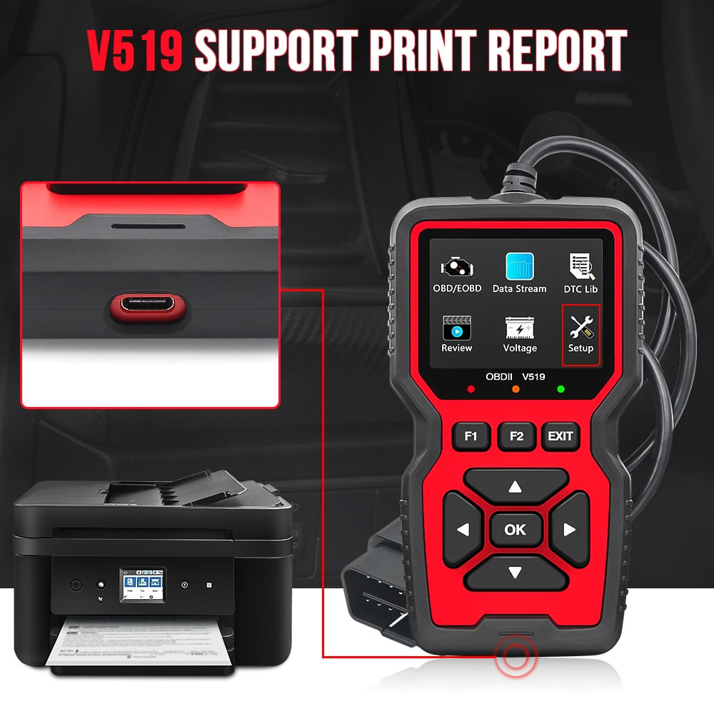 Tester Diagnoza Auto Techstar V519 OBD2, diagnoza motor, citire si stergere coduri eroare, tensiune baterie - imagine 14