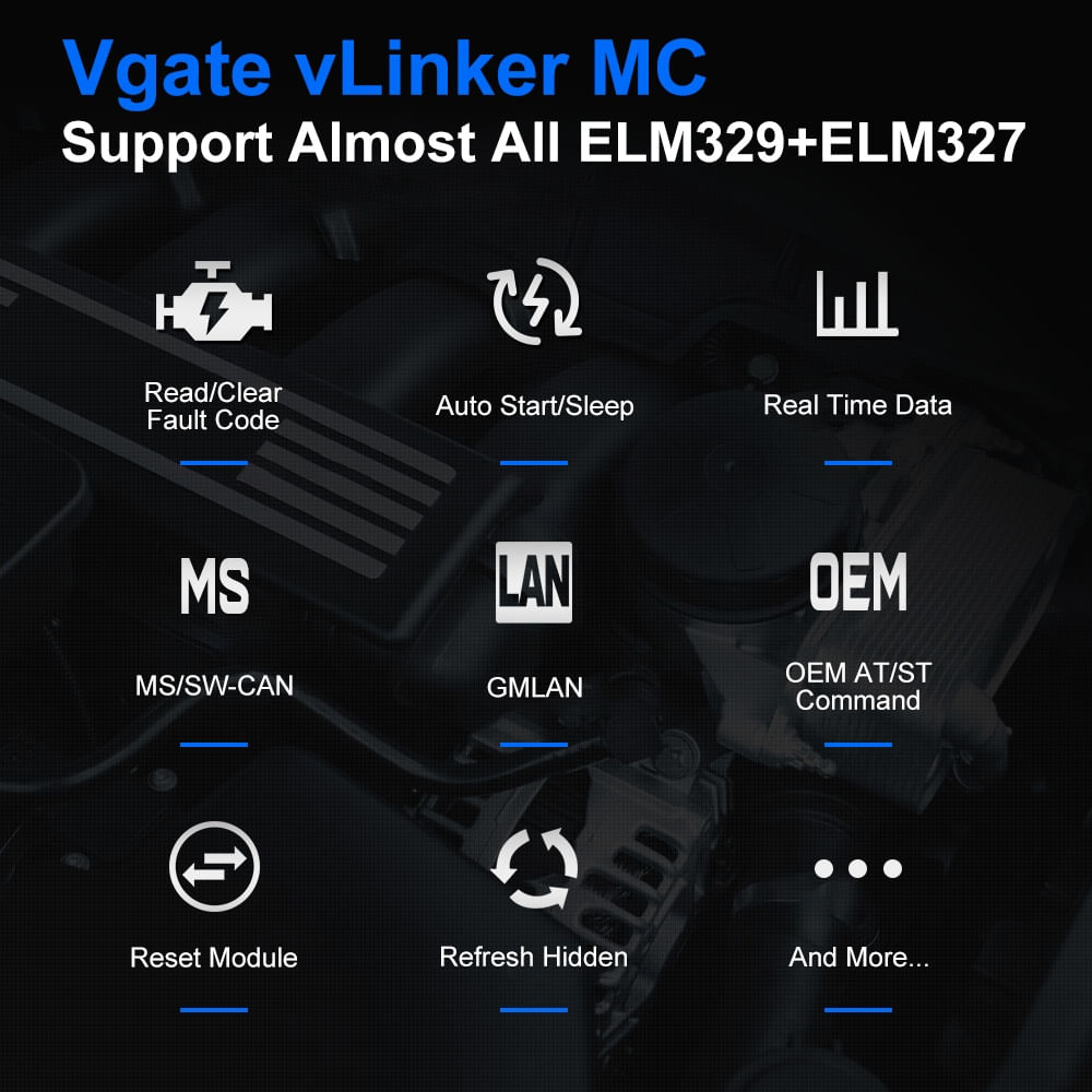 Interfata Tester Ddiagnoza Auto profesionala Vgate vLinker MC, Bluetooth, compatibila ELM327, ELM329, OBD2, Android iOS - 1 | YEO