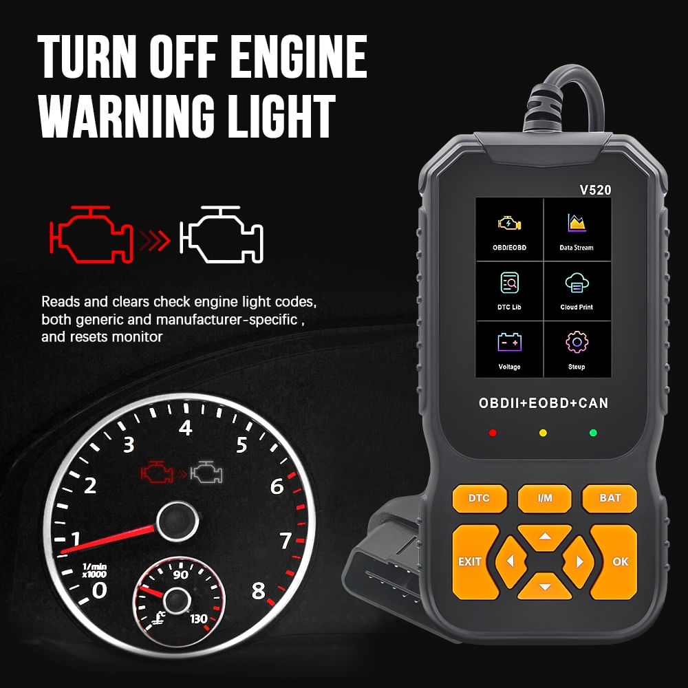Scanner Auto Profesional OBD2 Techstar® V520, Diagnoza Motor, Citire si Stergere Coduri Eroare, Date Live, Imprimare - 2 | YEO