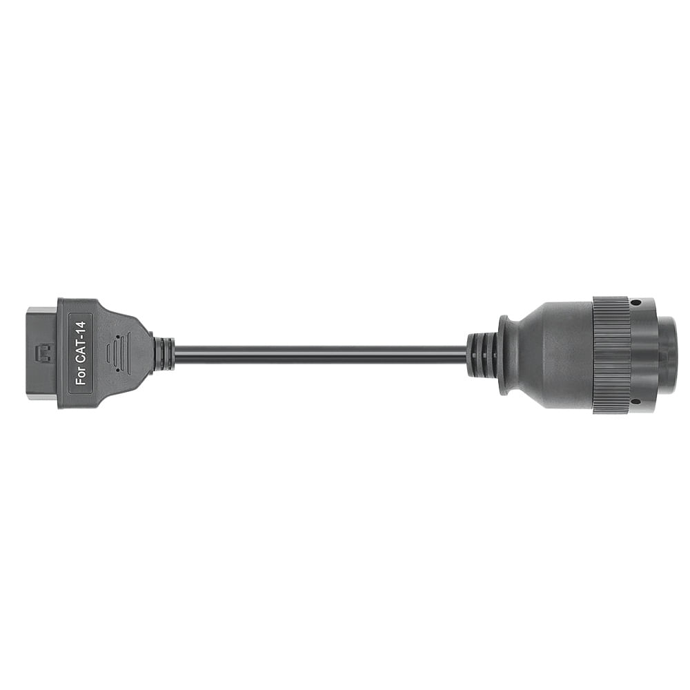 Cablu adaptor Catterpillar CAT-14 pin Deutsch femela → OBD-II 16 pin femela pentru utilaje grele, excavatoare