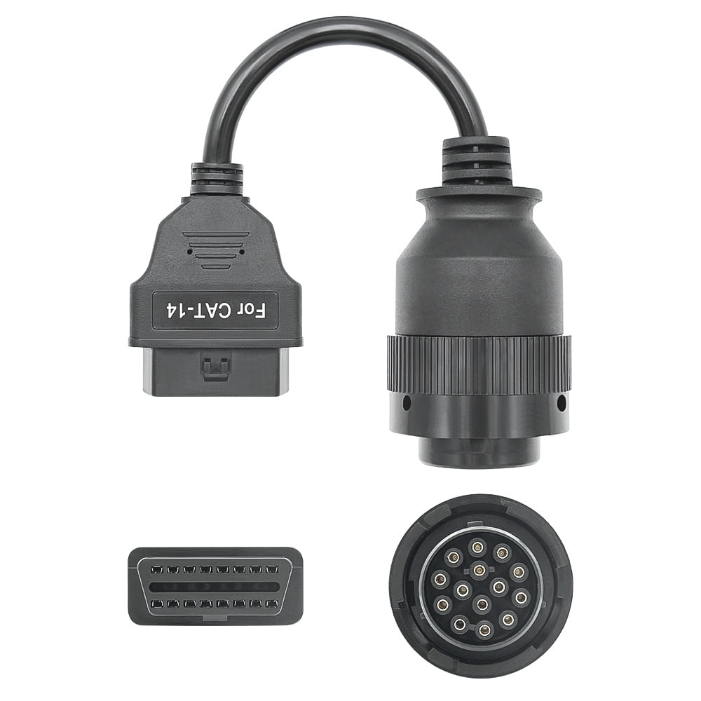 Cablu adaptor Catterpillar CAT-14 pin Deutsch femela → OBD-II 16 pin femela pentru utilaje grele, excavatoare - 3 | YEO