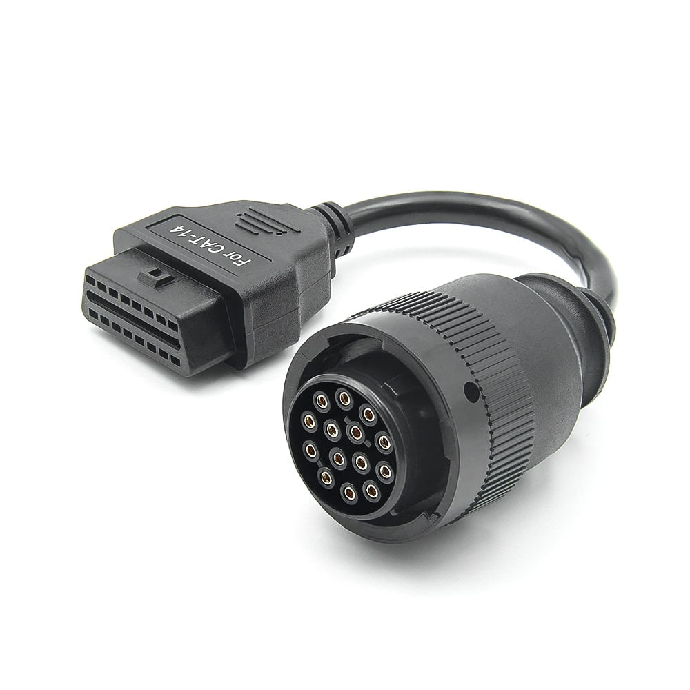 Cablu adaptor Catterpillar CAT-14 pin Deutsch femela → OBD-II 16 pin femela pentru utilaje grele, excavatoare - imagine 6