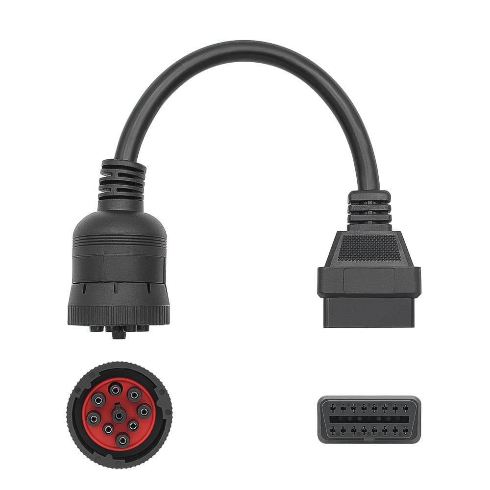 Cablu Adaptor Auto pentru Diagnoza Camion J1939 9-pin la standard OBD2 16-pin femela, Compatibil Mercedes, Volvo - 1 | YEO