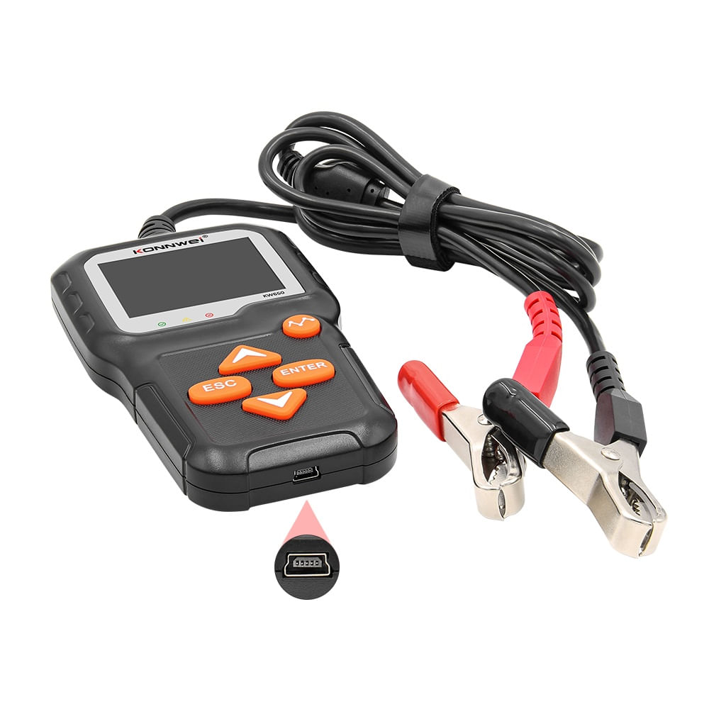 Tester Profesional pentru Baterii Auto si Moto KONNWEI KW650, 6-16V, cu Ecran Color 2.4