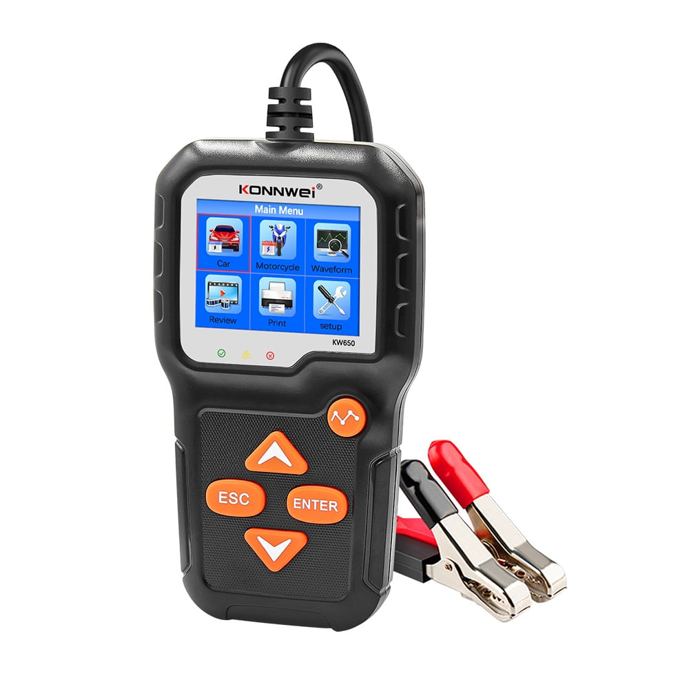 Tester Profesional pentru Baterii Auto si Moto KONNWEI KW650, 6-16V, cu Ecran Color 2.4
