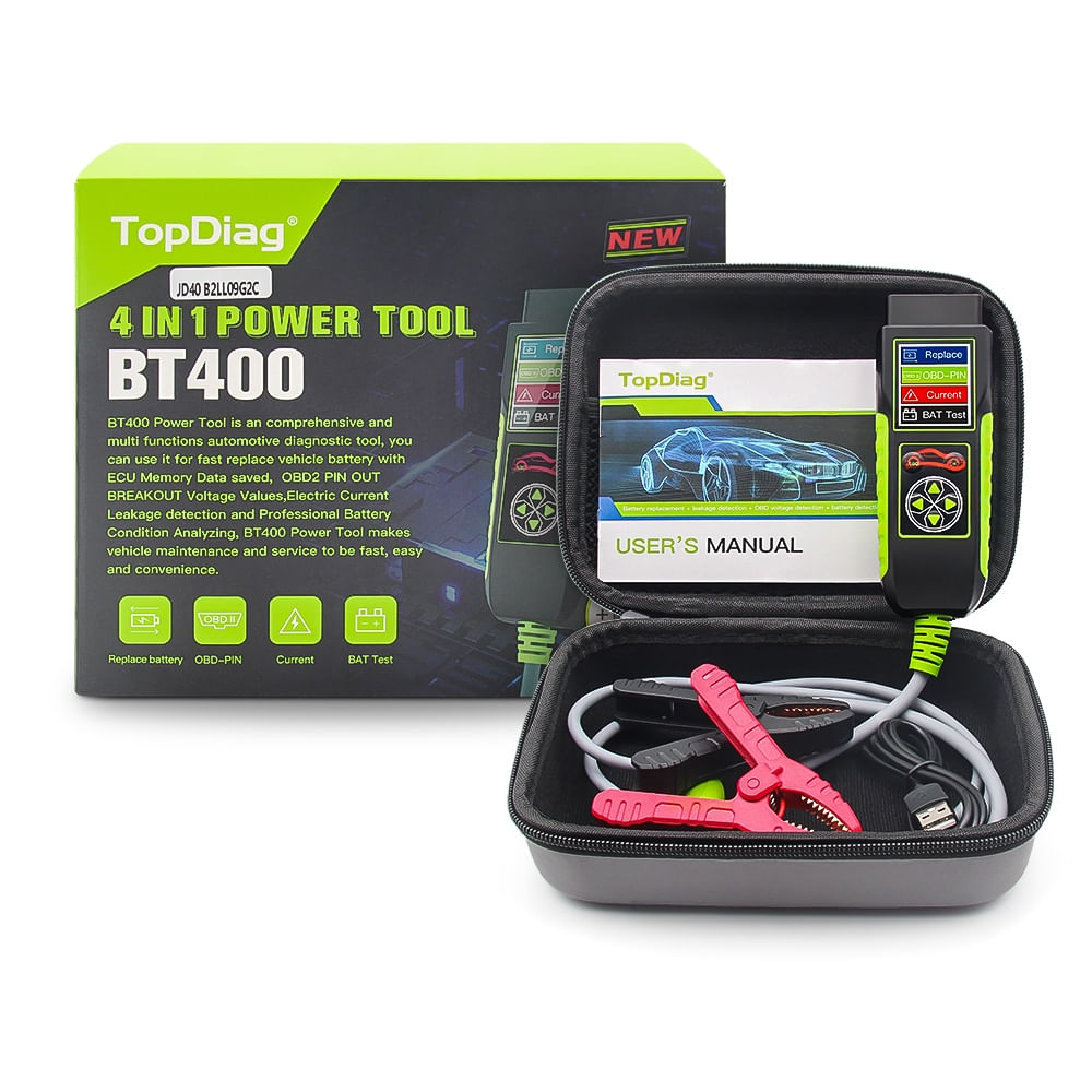 Tester auto Topdiag BT400 4 in 1, test baterie, tensiune pini OBD2, pierderi curent, asistenta inlocuire acumulator - 3 | YEO