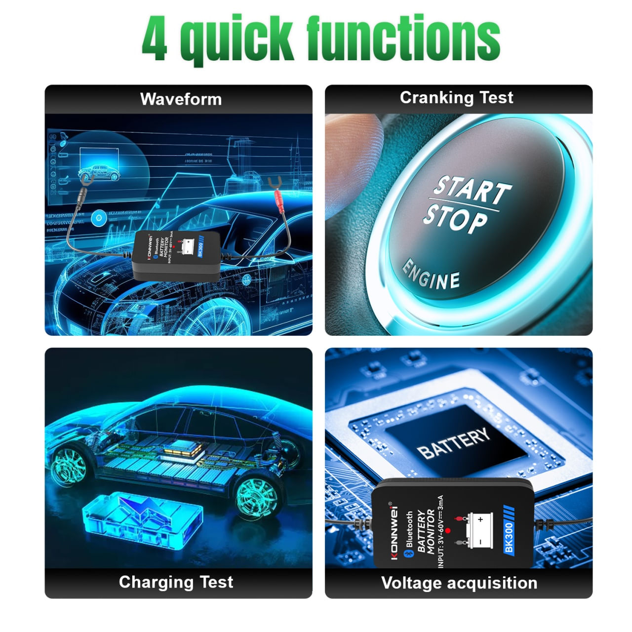 Tester Baterie Auto Inteligent cu Bluetooth 5.0 KONNWEI BK300, Aplicatie Telefon, Android si iOS, Monitor Baterie Wifi - imagine 12