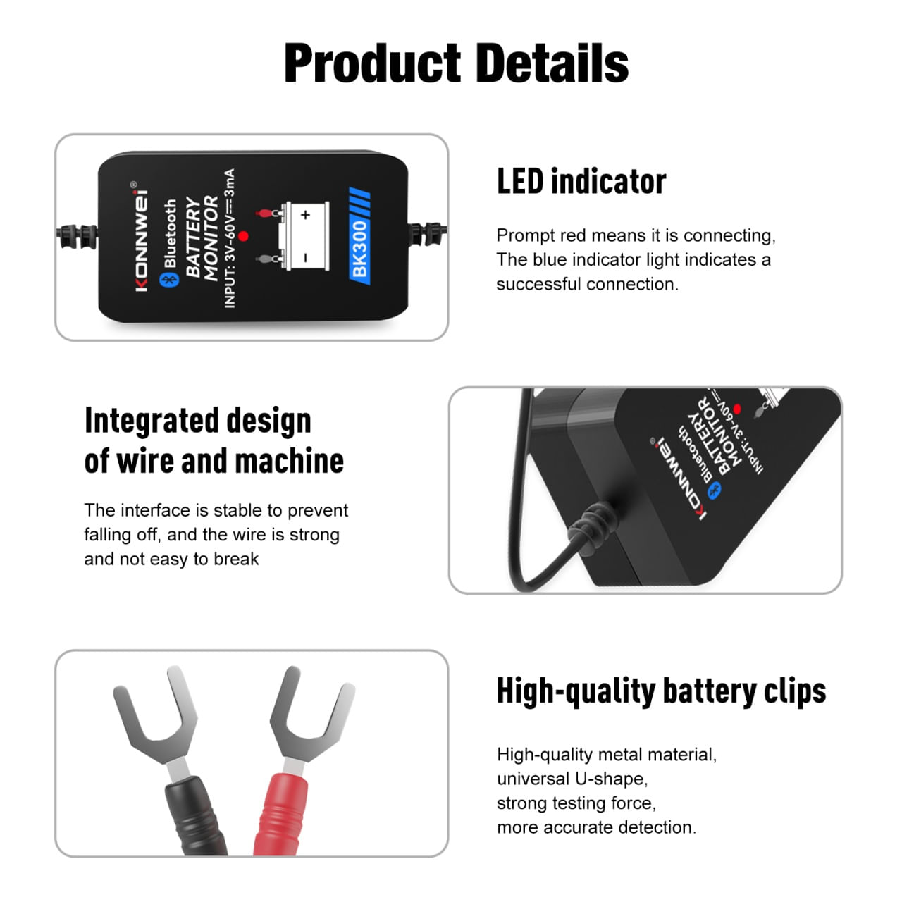 Tester Baterie Auto Inteligent cu Bluetooth 5.0 KONNWEI BK300, Aplicatie Telefon, Android si iOS, Monitor Baterie Wifi - imagine 16