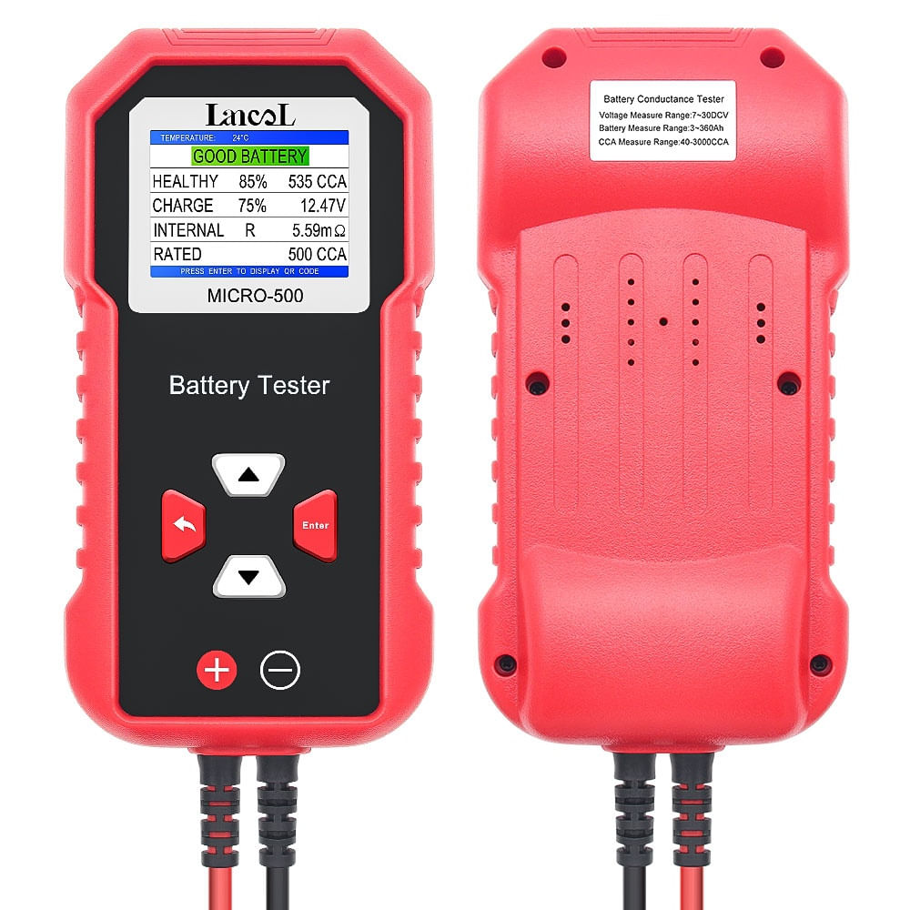Tester baterie auto Lancol MICRO-500, verificare rapida 12V Plumb-Acid si LiFePO4, compatibil AGM, GEL, EFB, rosu negru - 4 | YEO