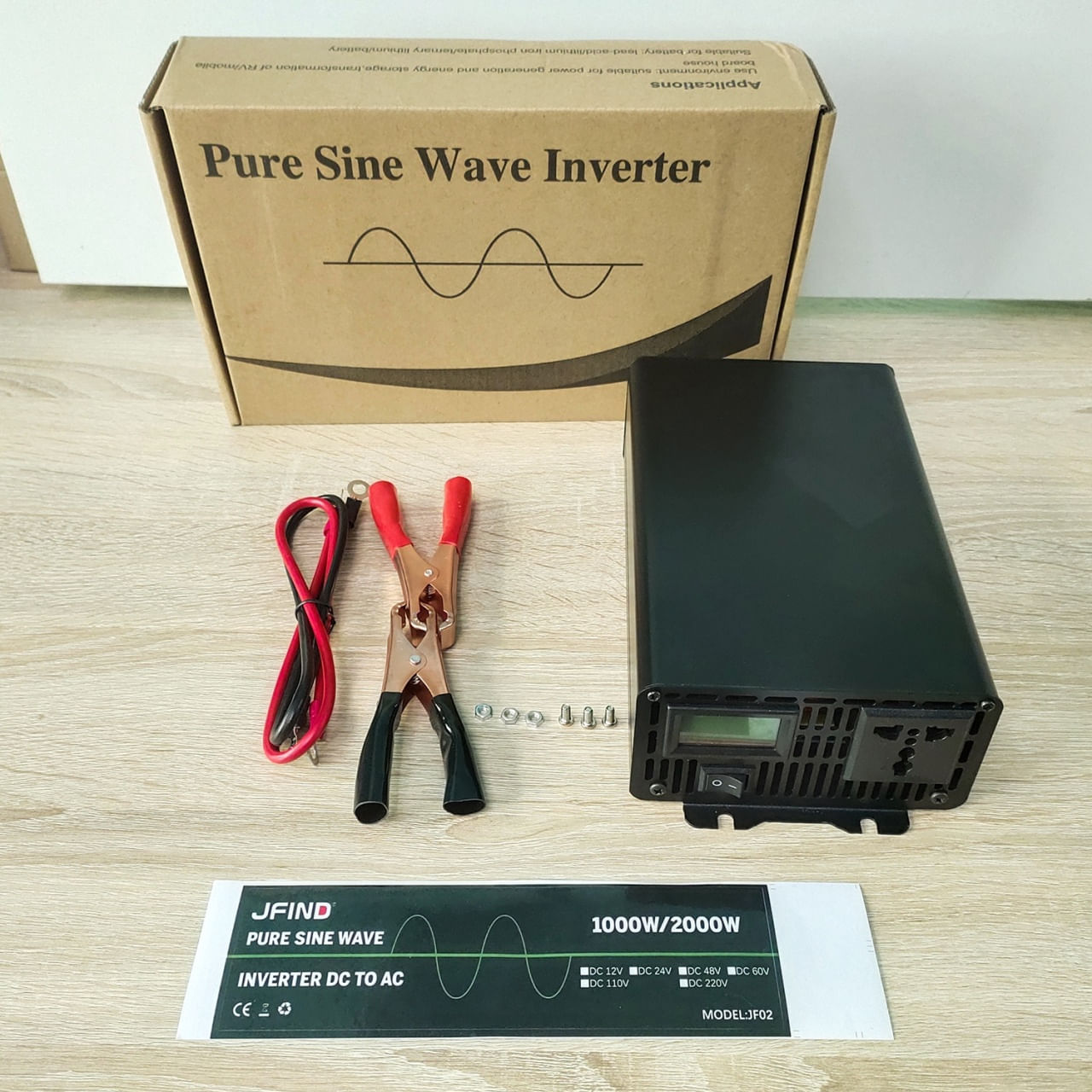 Invertor auto JFIND JF02, unda sinusoidala pura, 12V la 220V, 1000W continuu, 2000W varf, afisaj LCD, protectii multiple - imagine 14