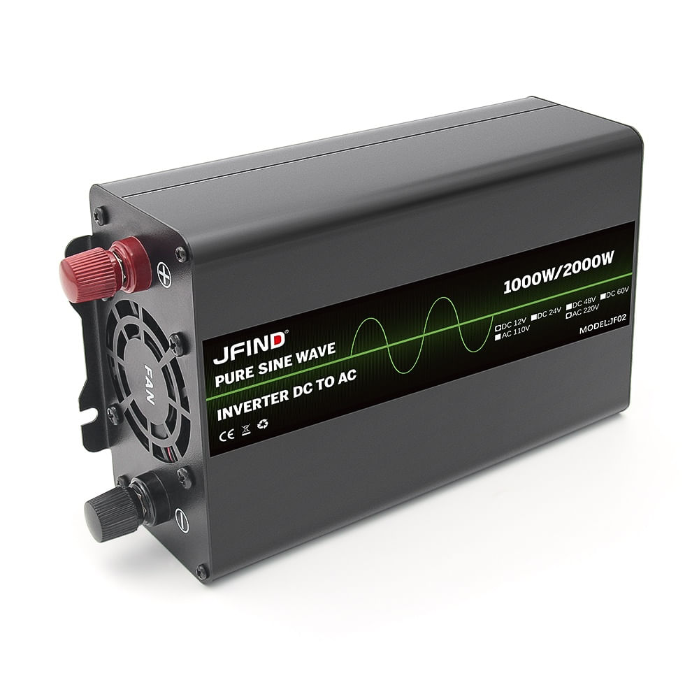 Invertor auto JFIND JF02, unda sinusoidala pura, 12V la 220V, 1000W continuu, 2000W varf, afisaj LCD, protectii multiple