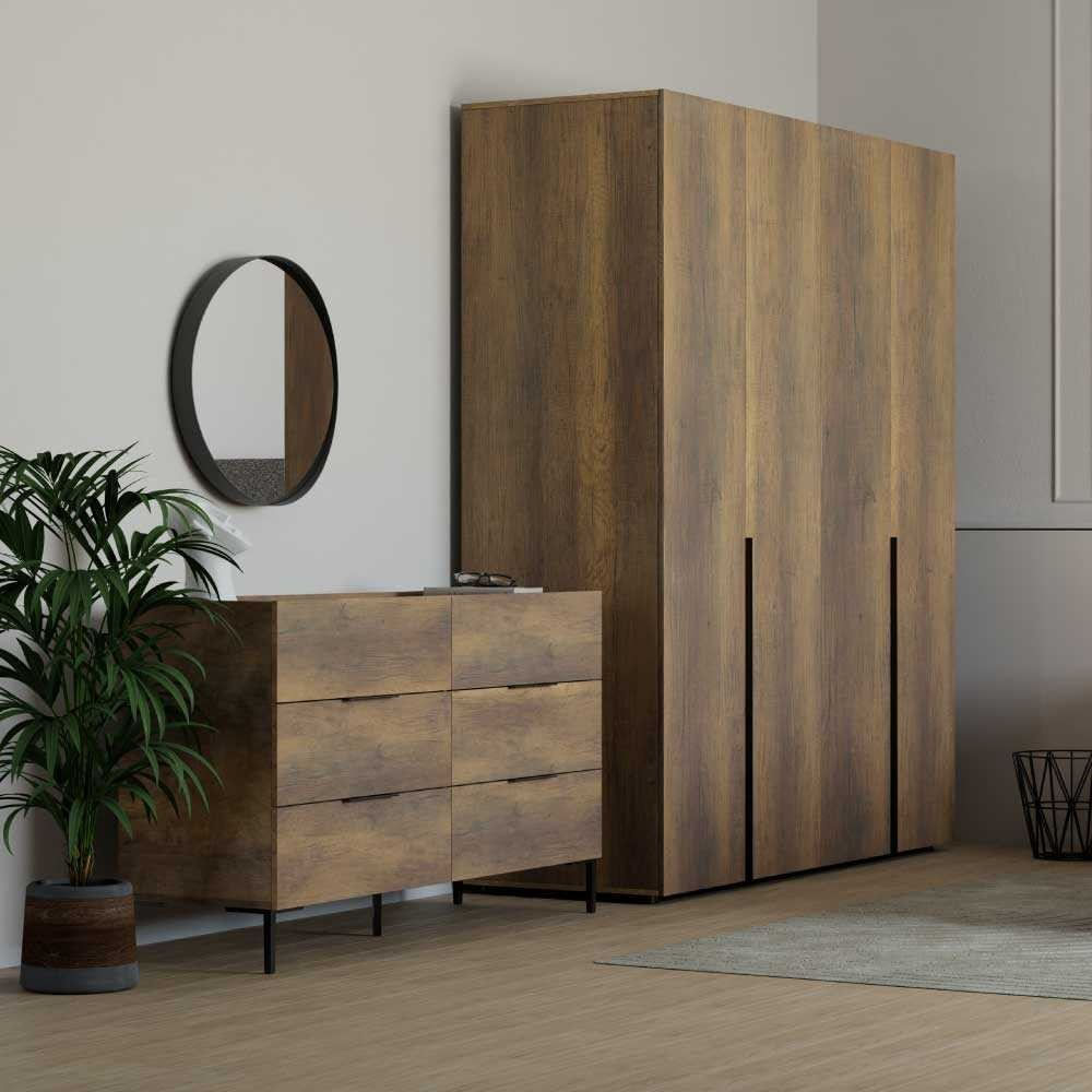 Comoda, Hanah Home, pal melaminat, nuc, 140x44x81 cm — imaginea 4