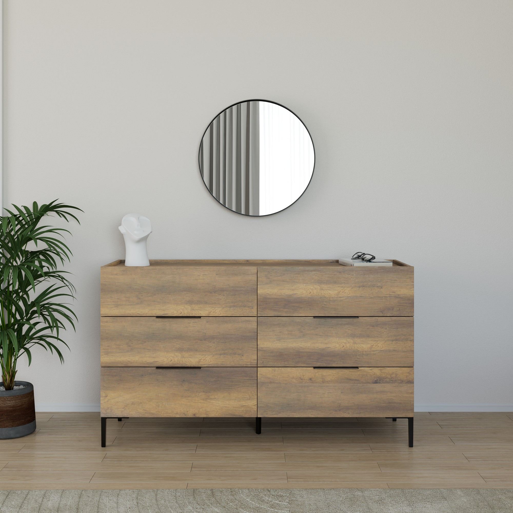 Comoda, Hanah Home, pal melaminat, nuc, 140x44x81 cm — imaginea 5