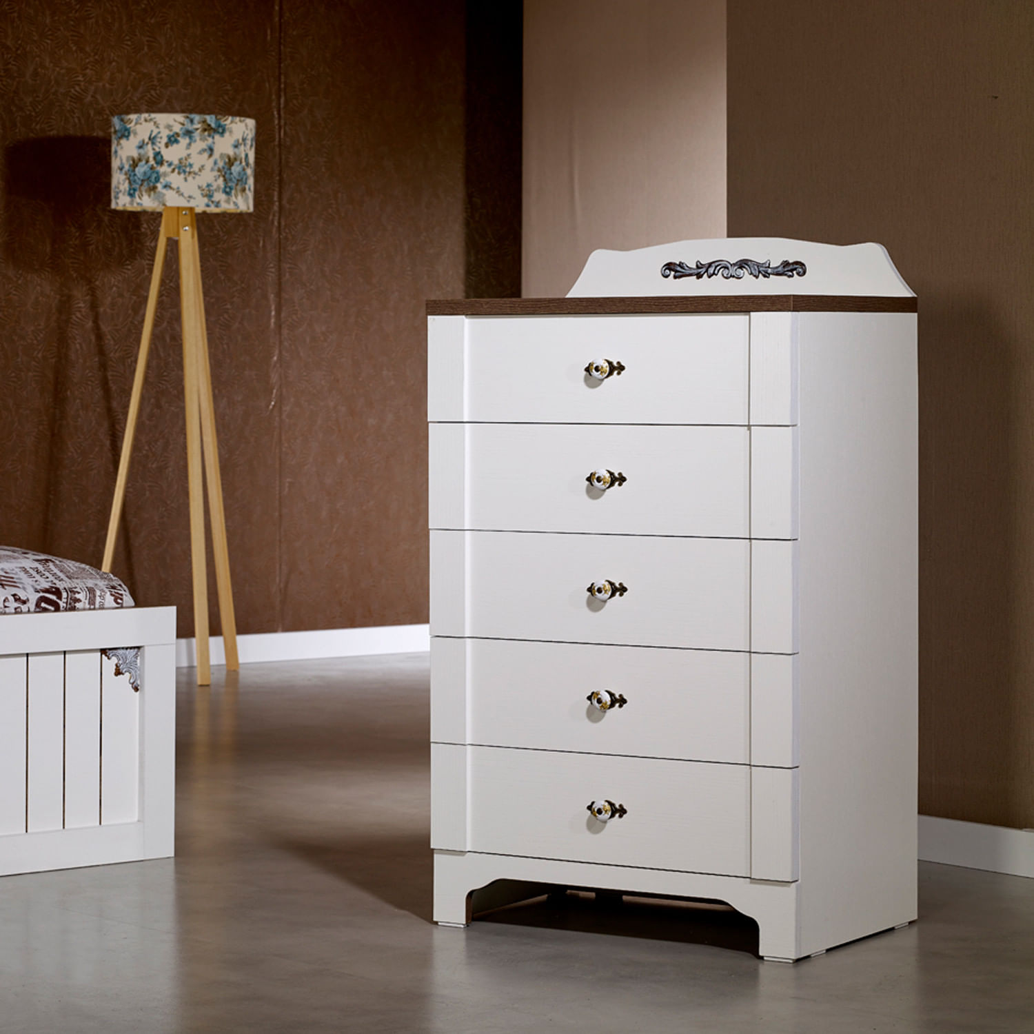 Comoda, Hanah Home, pal melaminat, alb, 65x46x102 cm — imaginea 2